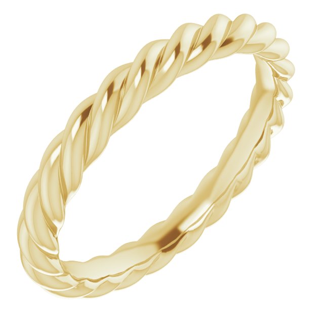 10K Yellow 3.2 mm Skinny Rope Band Size 9.5