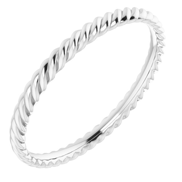 Sterling Silver 2.2 mm Skinny Rope Band Size 10