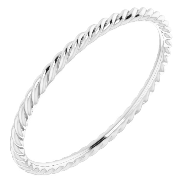 Sterling Silver 1.51 mm Skinny Rope Band Size 9.5