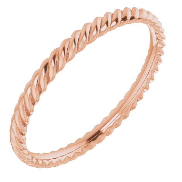 10K Rose 2.2 mm Skinny Rope Band Size 9.5