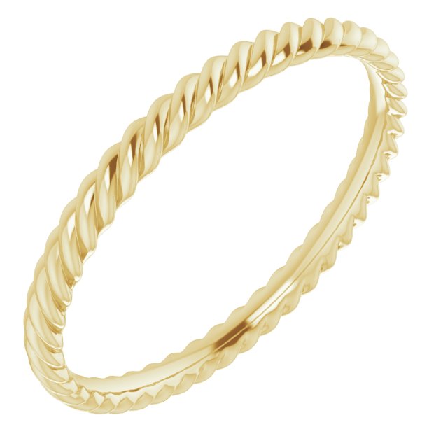 14K Yellow 2.2 mm Skinny Rope Band Size 9.5