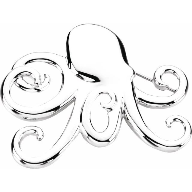 Sterling Silver 51x46.5 mm Octopus Brooch or Pendant