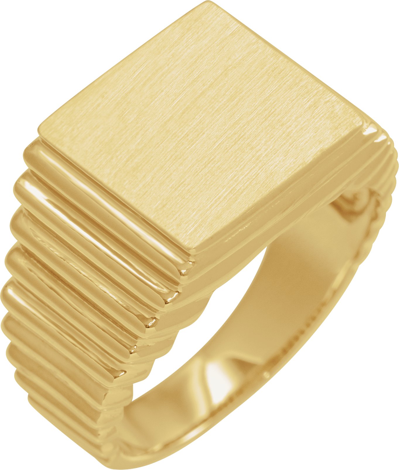 14K Yellow 14x13 mm Rectangle Signet Ring