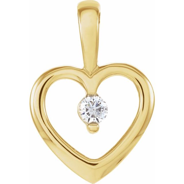 14K Yellow .07 CT Natural Diamond Heart Pendant