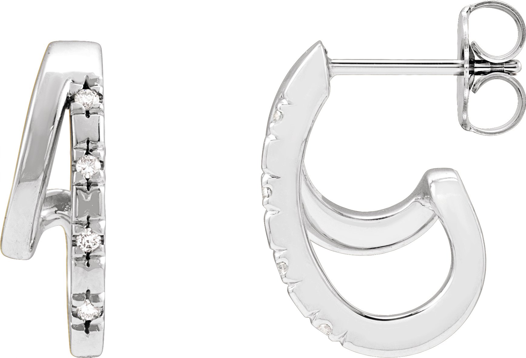 14K White .05 CTW Natural Diamond Hoop Earrings