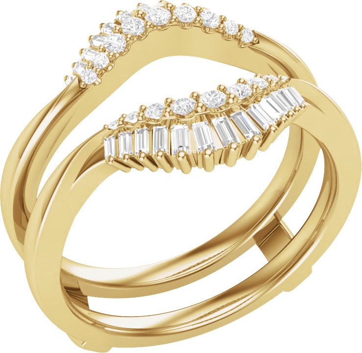 3/8 CTW Natural Diamond Double Row Ring Guard – 14K Yellow Gold