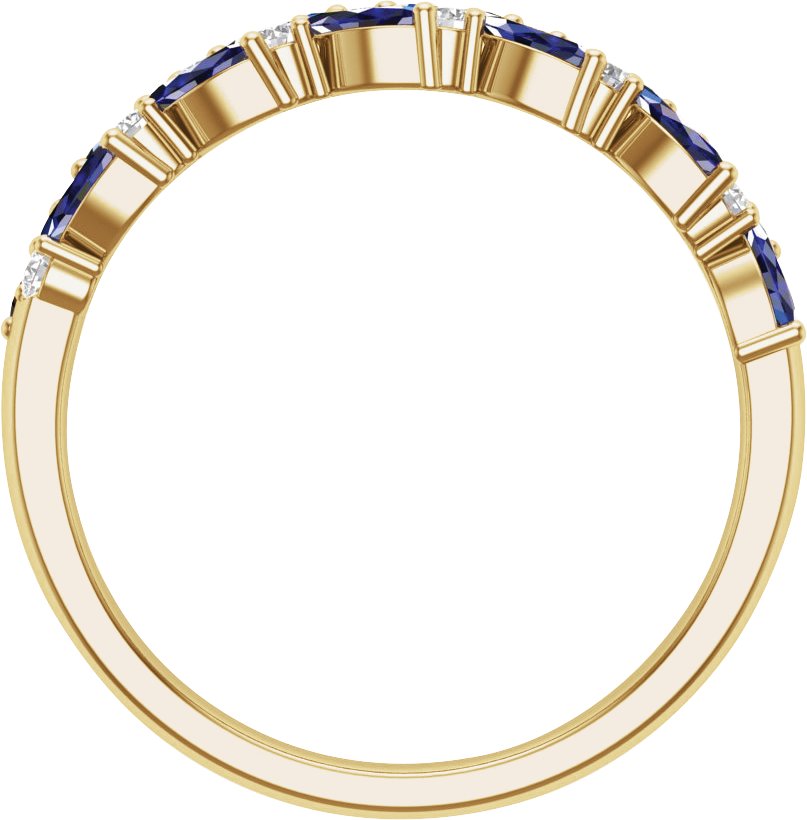 Alternative view of 1/5 CTW Natura Diamond And Natural Blue Sapphire Anniversary Band – 14K Yellow Gold