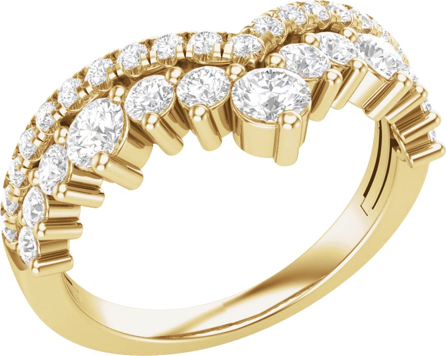 1 CTW Lab-Grown Diamond Double Row Contour Band – 14K Yellow Gold