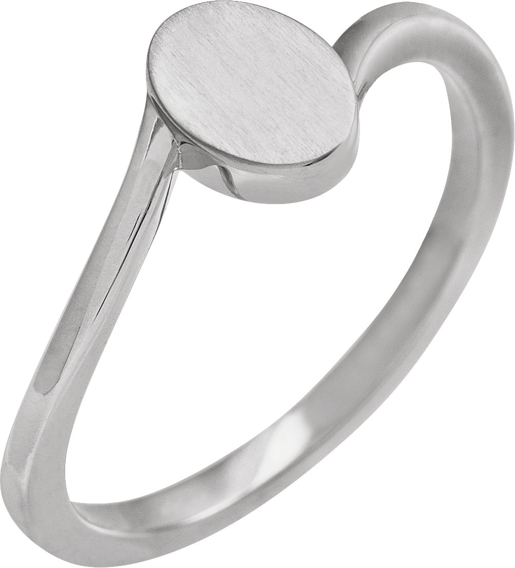 14K White Engravable Oval Signet Ring