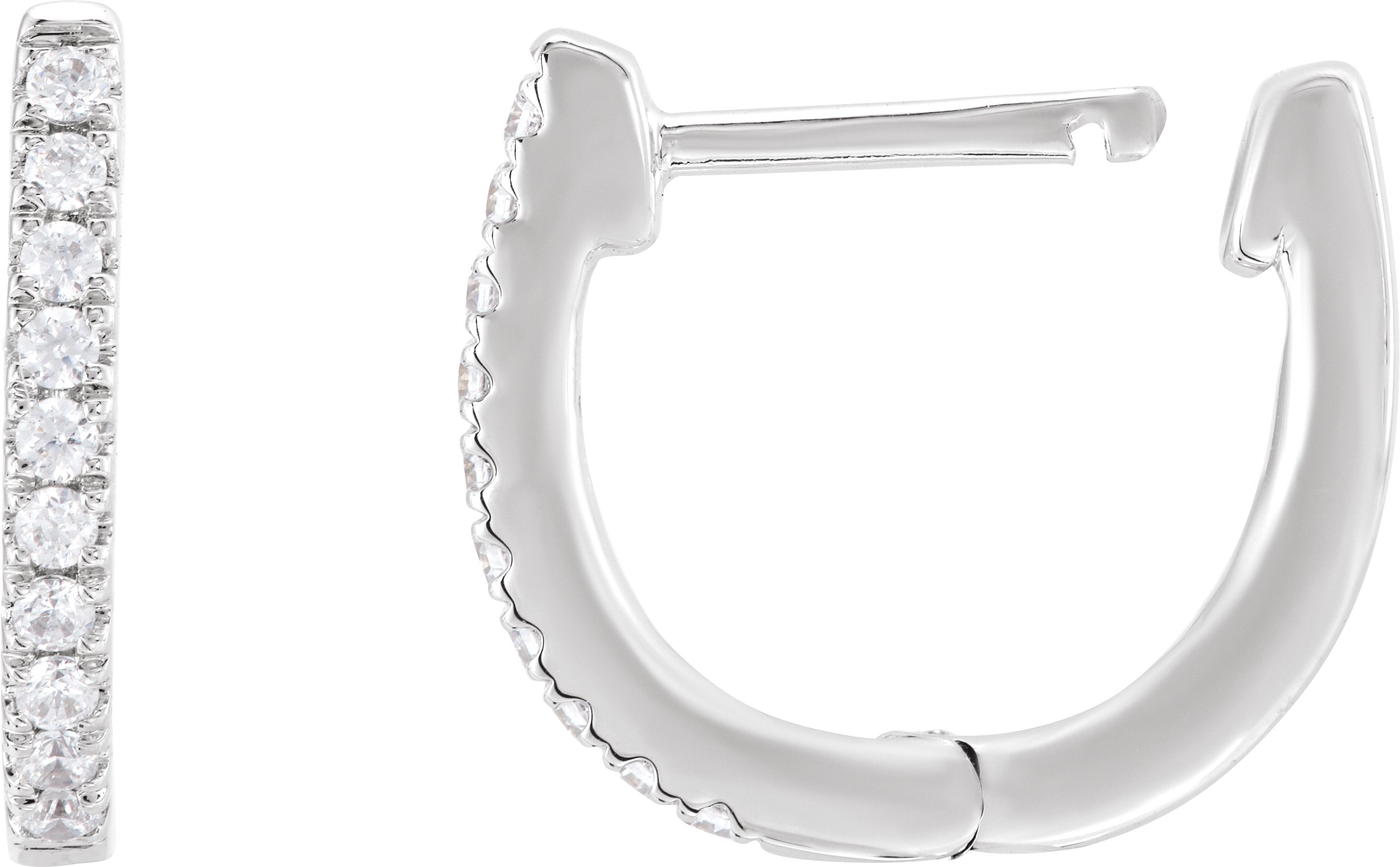 14K White 1/6 CTW Lab-Grown Diamond Hoop Earrings