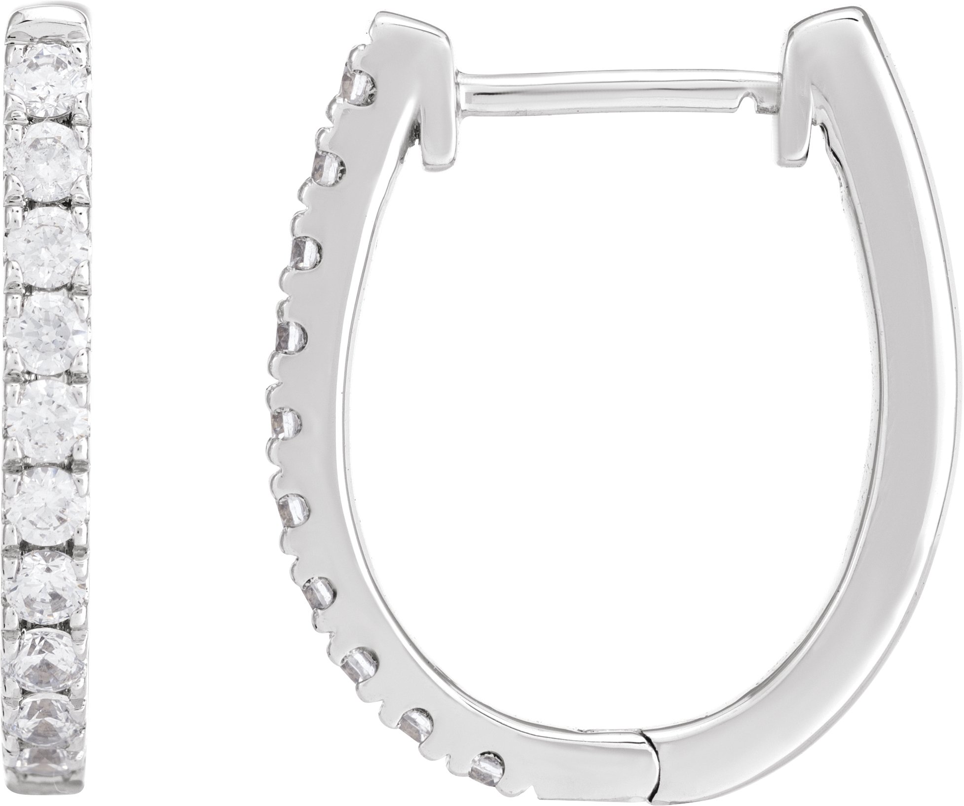 14K White 1/2 CTW Lab-Grown Diamond Hoop Earrings