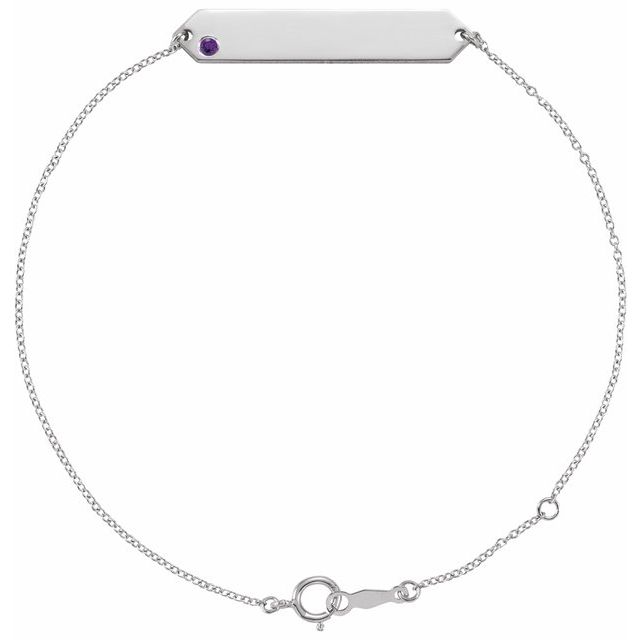 Sterling Silver Natural Amethyst Geometric 7-8