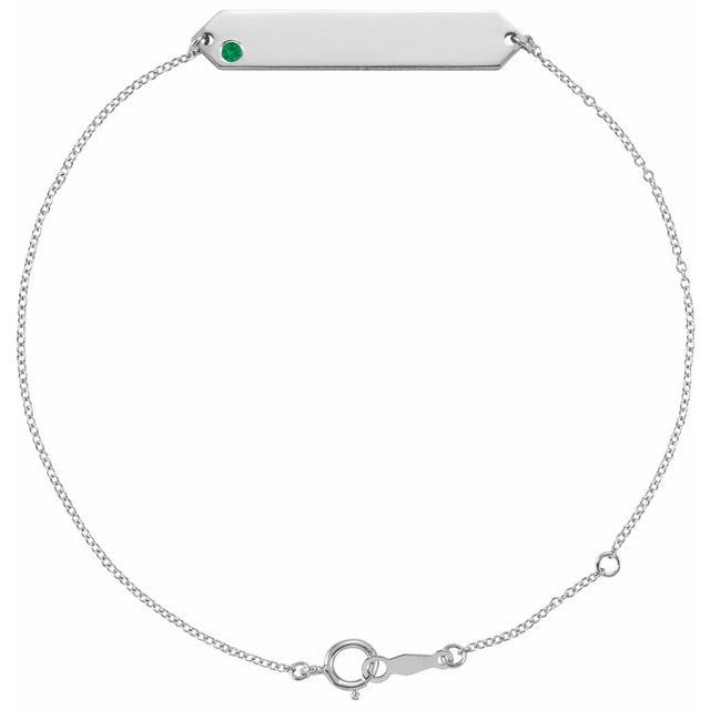 Sterling Silver Natural Emerald Geometric 7-8