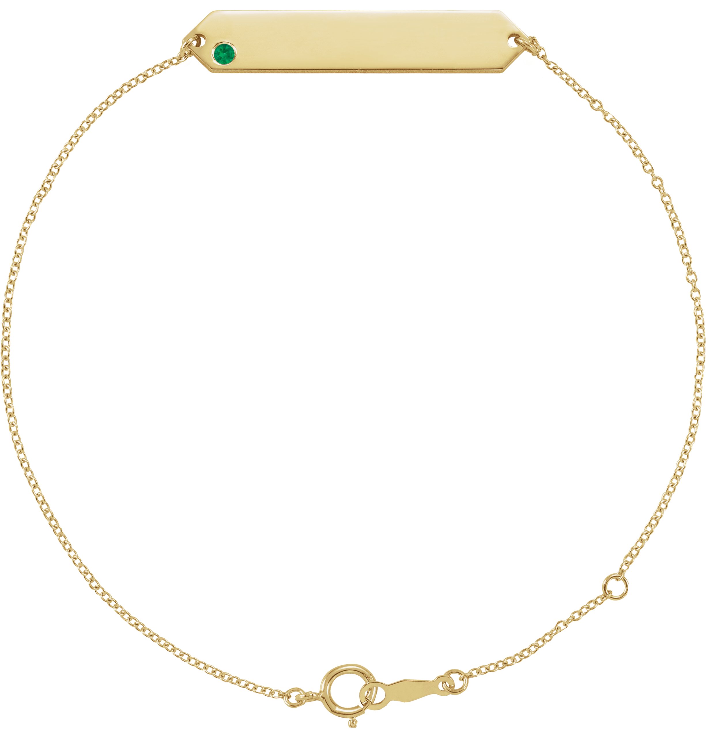 14K Yellow Natural Emerald Geometric 7-8" Bracelet