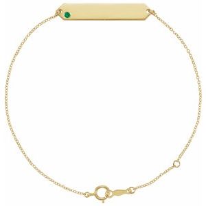 14K Yellow Natural Emerald Geometric 7-8" Bracelet