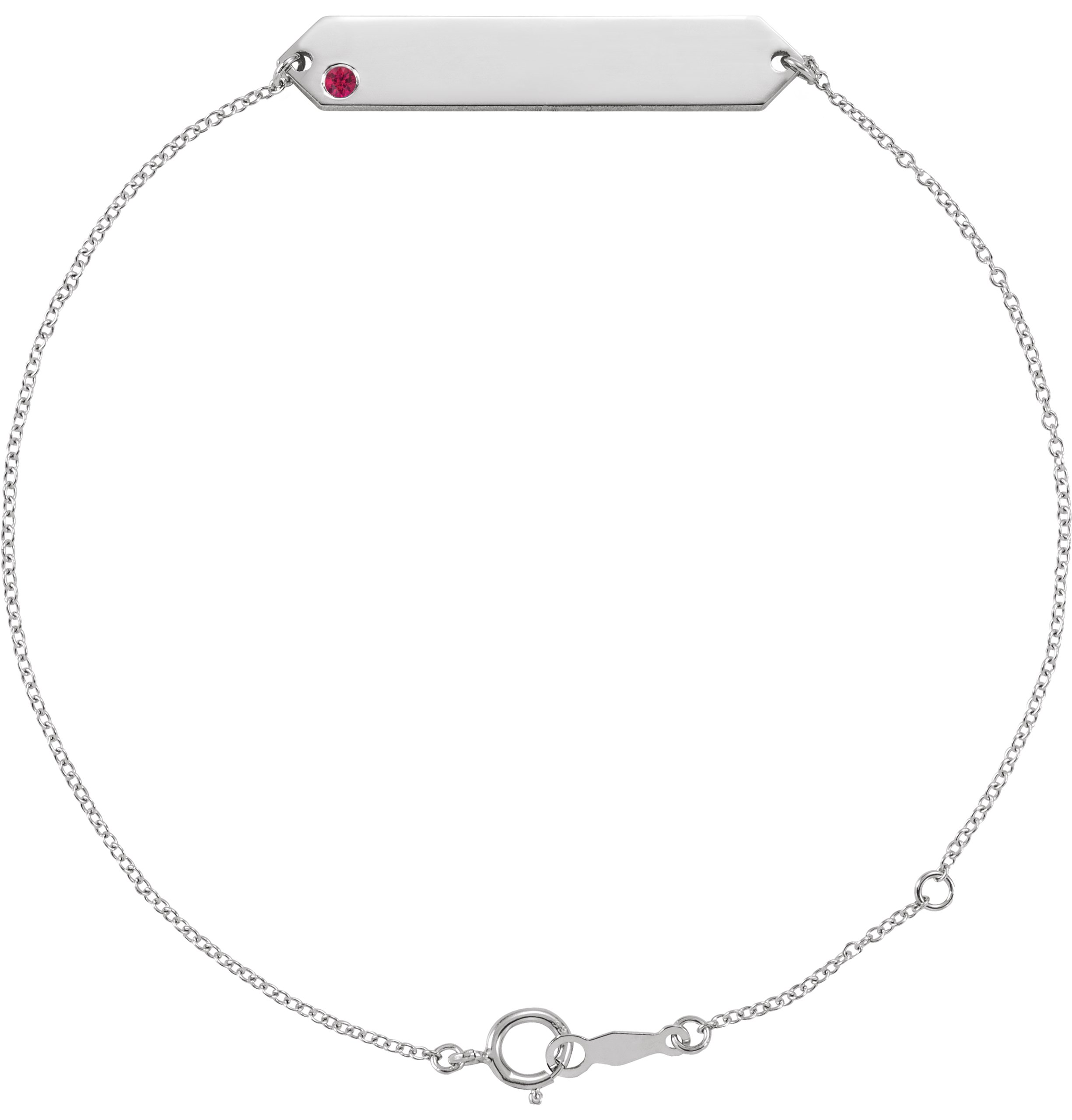 Sterling Silver Natural Ruby Geometric 7-8" Bracelet