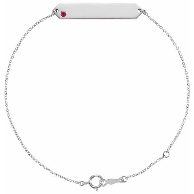 Sterling Silver Natural Ruby Geometric 7-8 Bracelet