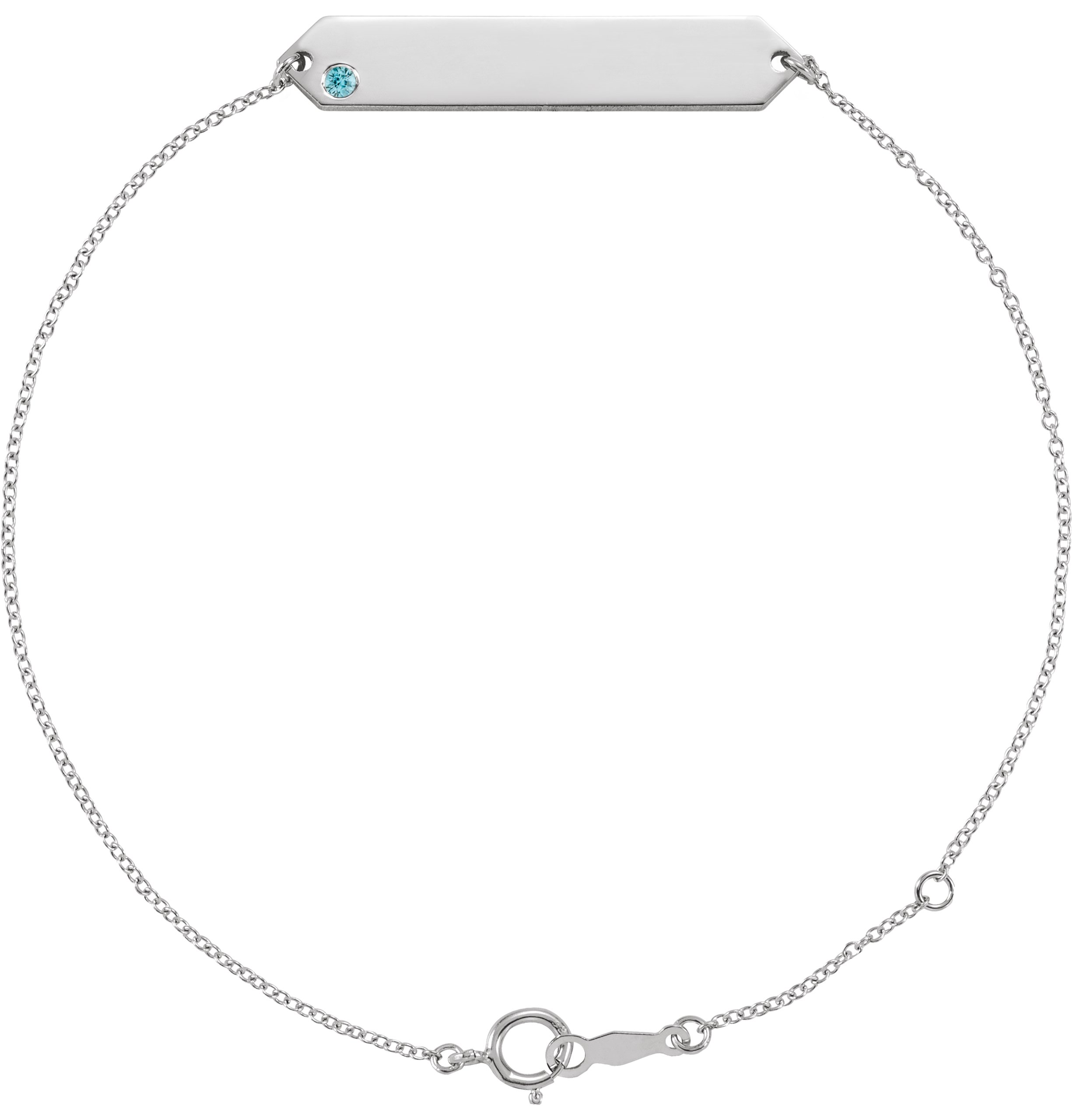 14K White Natural Blue Zircon Geometric 7-8" Bracelet