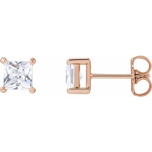 14K Rose 4.5 mm Square 1 CTW Lab-Grown Diamond Earrings