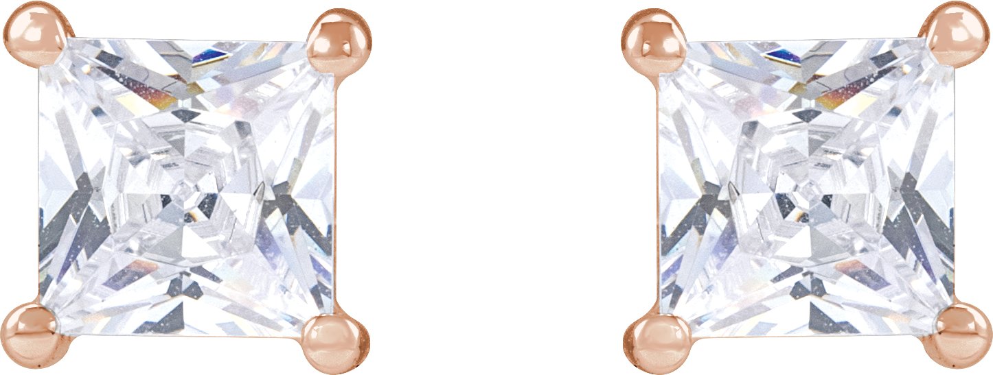 14K Rose 4.5 mm Square 1 CTW Lab-Grown Diamond Earrings-2