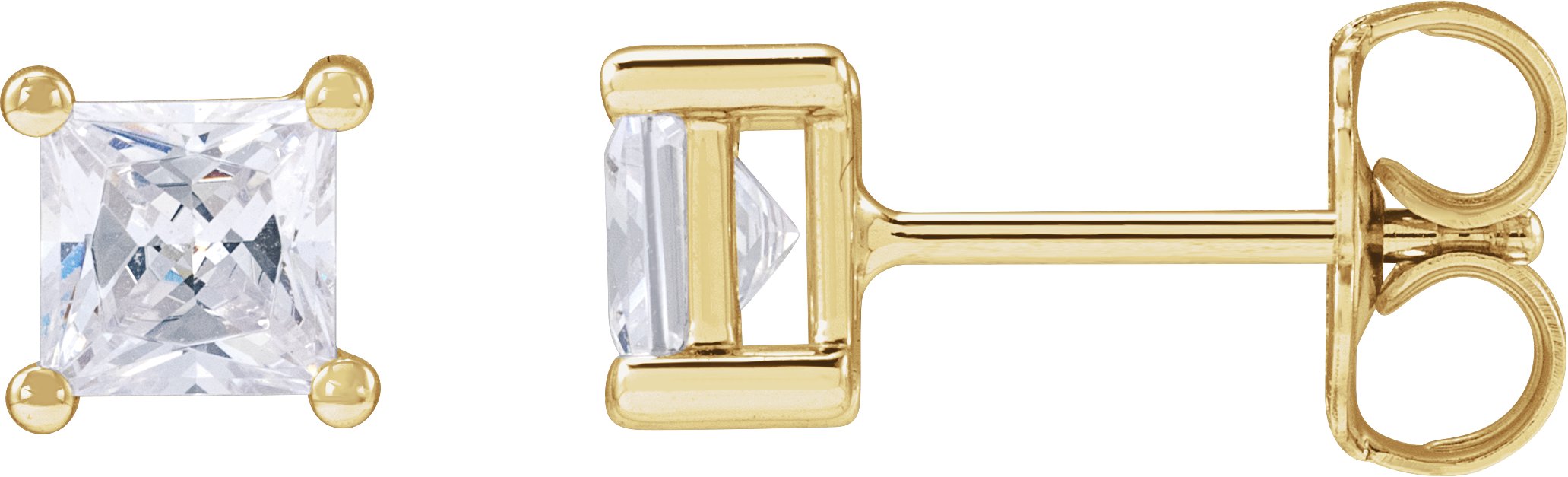 14K Yellow 2 mm Square 1/10 CTW Lab-Grown Diamond Earrings