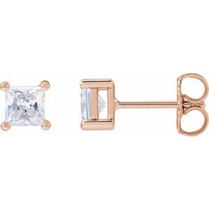 14K Rose 2 mm Square 1/10 CTW Lab-Grown Diamond Earrings