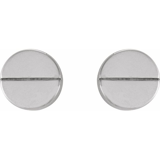 14K White 4.9 mm Geometric 6 mm Press Fit Back Earrings