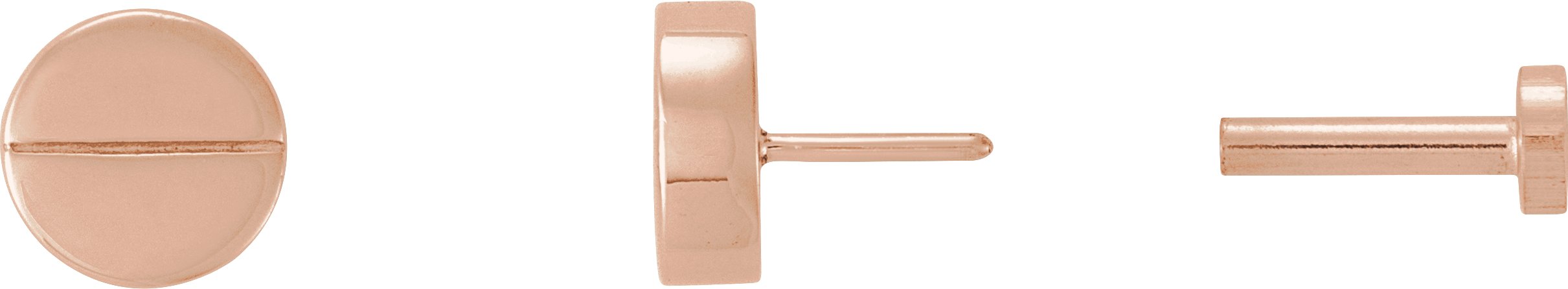 14K Rose 4.9 mm Geometric 4 mm Press Fit Back Earrings