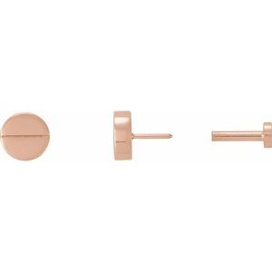 14K Rose 4.9 mm Geometric 4 mm Press Fit Back Earrings