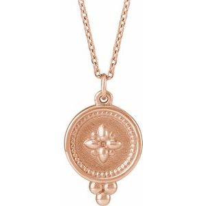 14K Rose Beaded Disc 16-18" Necklace