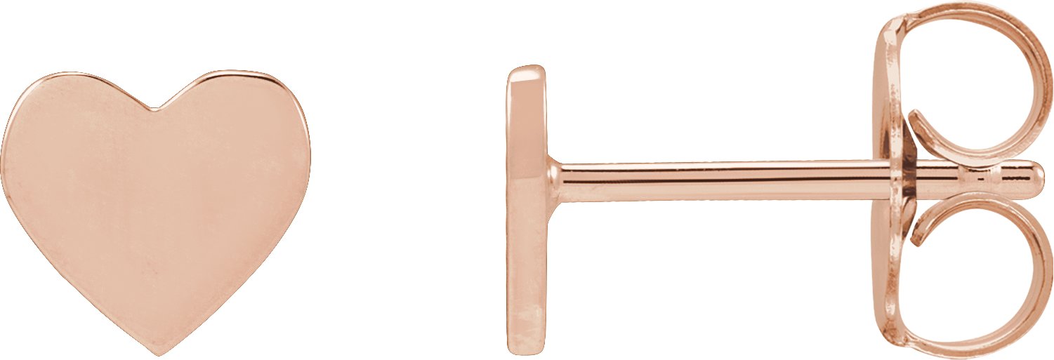 14K Rose 6 mm Engravable Heart Earring