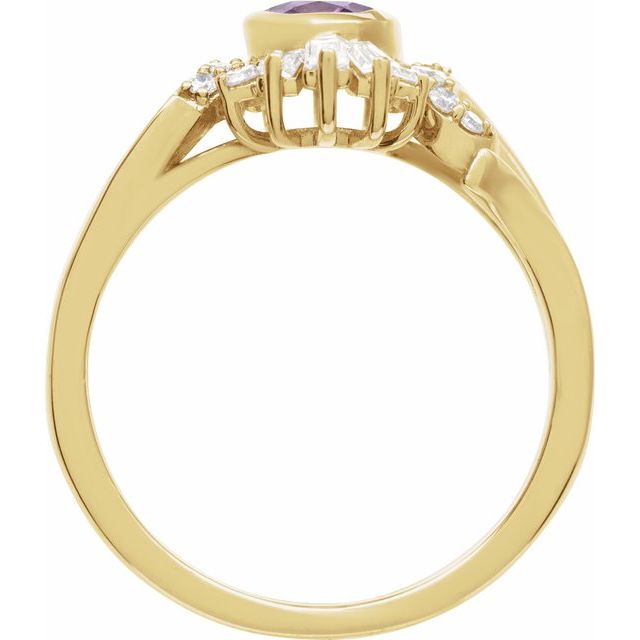 14K Yellow Natural Amethyst & 1/2 CTW Natural Diamond Halo-Style Ring