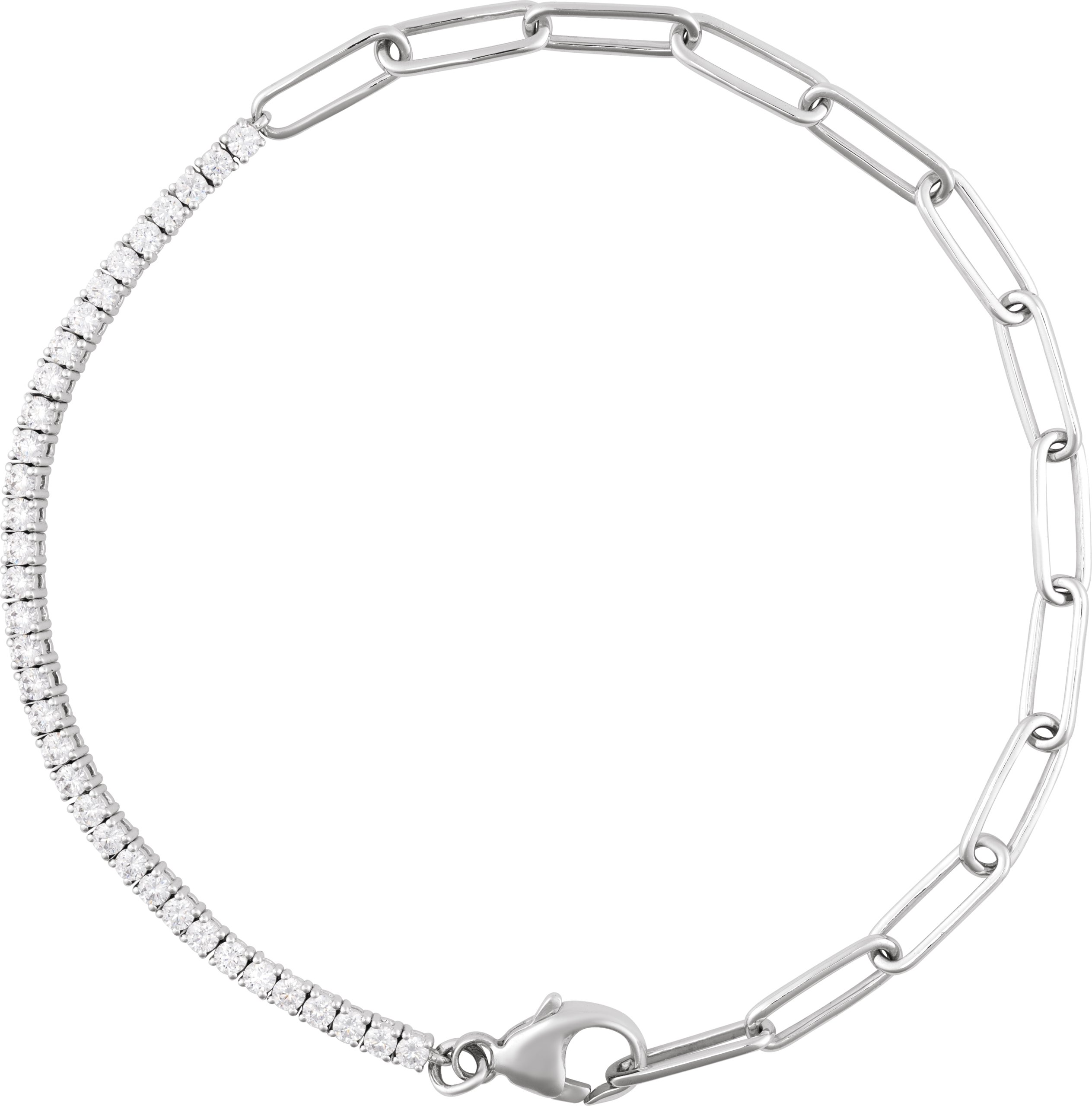 14K White 1 CTW Natural Diamond Line 7" Bracelet 