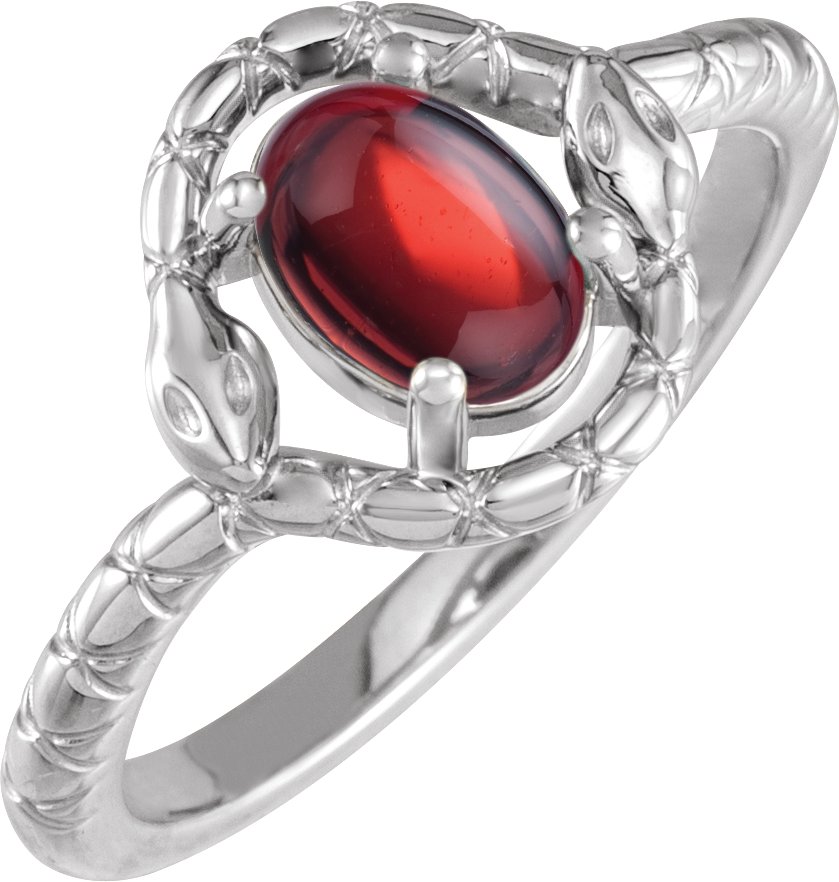 Platinum Natural Mozambique Garnet Snake Ring