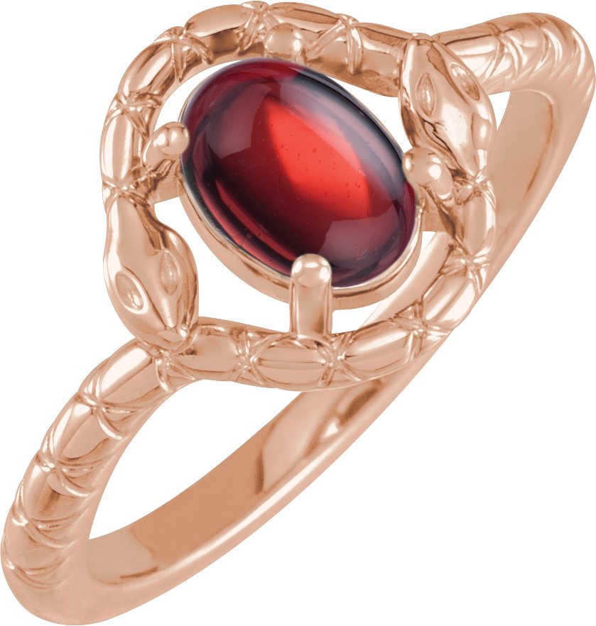 14K Rose Natural Mozambique Garnet Snake Ring