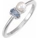 14K White Natural Gray Spinel & Cultured White Akoya Pearl Ring