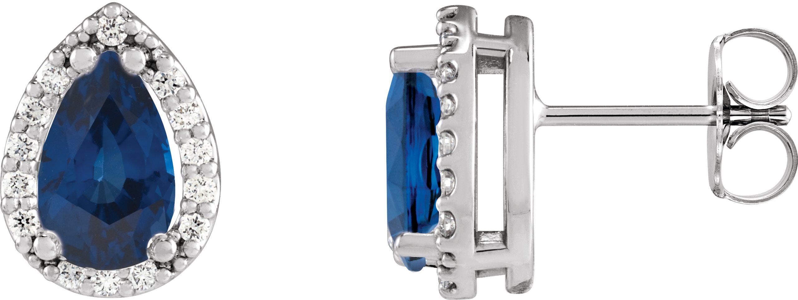 Pear 4-Prong Halo-Style Low Stud Earring