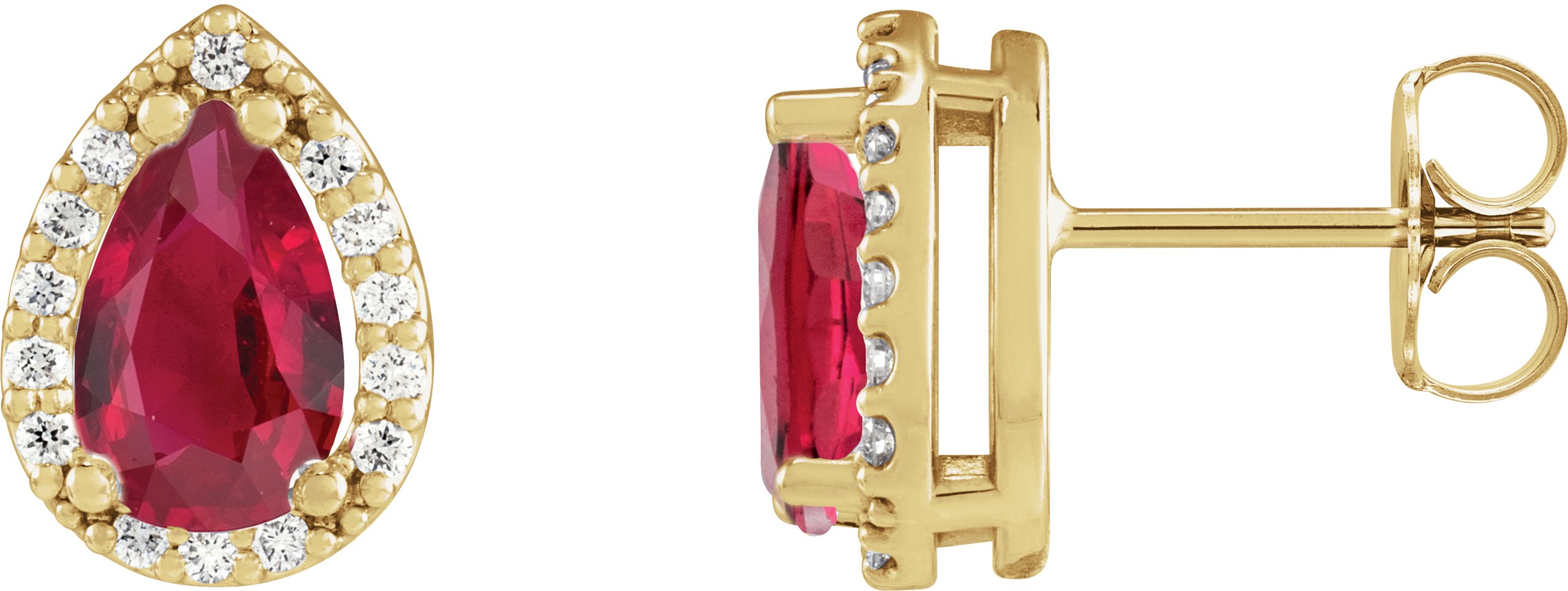 Pear 4-Prong Halo-Style Low Stud Earring
