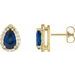 14K Yellow Lab-Grown Blue Sapphire & 1/10 CTW Natural Diamond Halo-Style Earrings