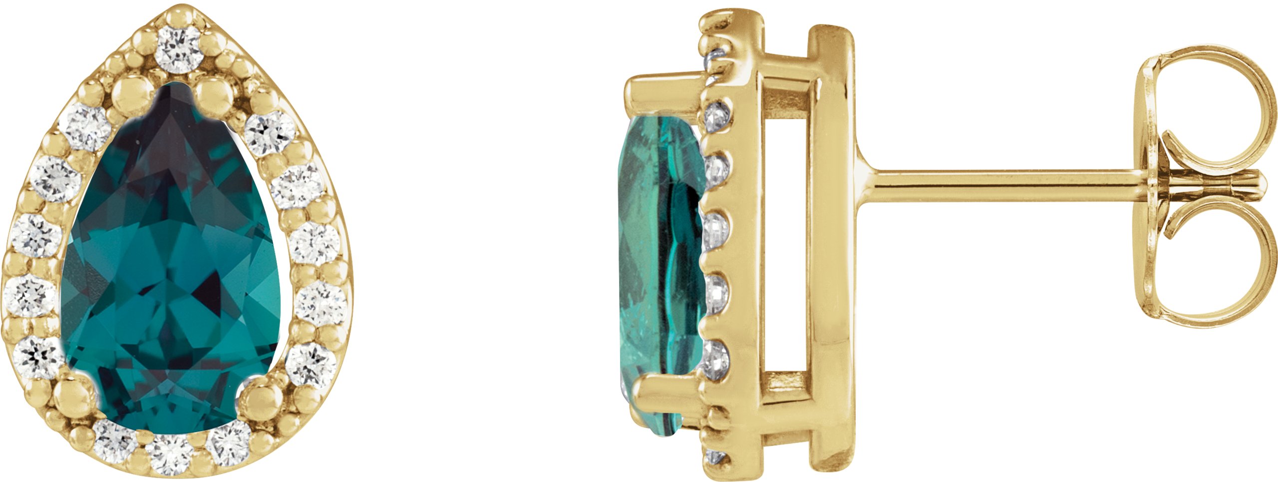 Pear 4-Prong Halo-Style Low Stud Earring
