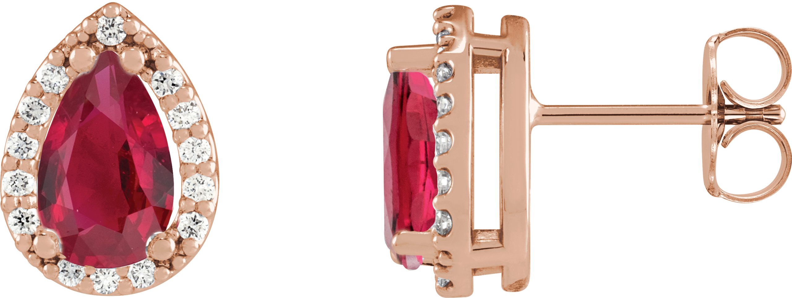 Pear 4-Prong Halo-Style Low Stud Earring
