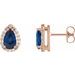 14K Rose Lab-Grown Blue Sapphire & 1/10 CTW Natural Diamond Halo-Style Earrings