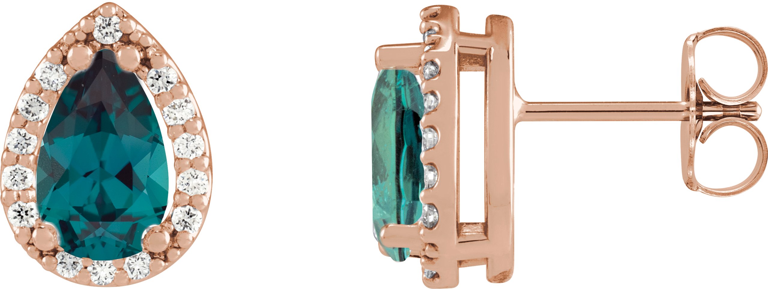 Pear 4-Prong Halo-Style Low Stud Earring