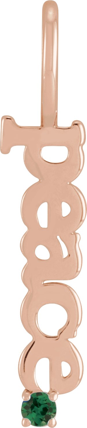 14K Rose Natural Tsavorite Garnet Peace Charm/Pendant