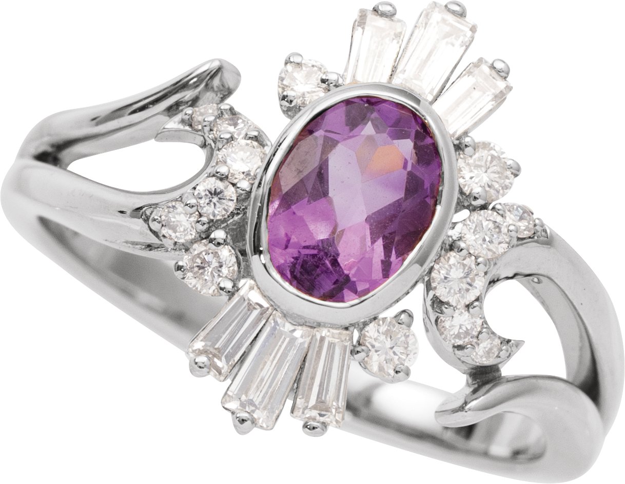 Natural Rainbow Moonstone & 1/2 CTW Natural Diamond Halo-Style Ring view 4