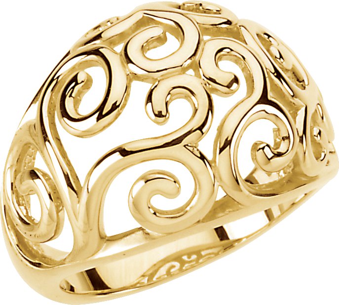 14K Yellow Metal Fashion Scroll Ring