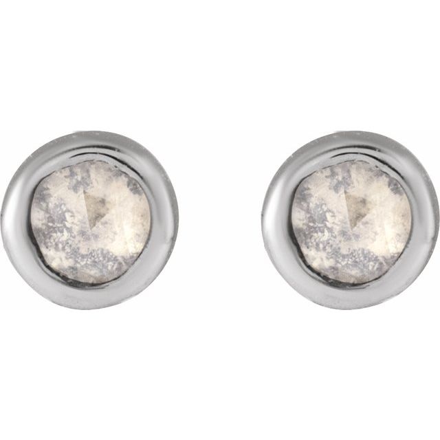 14K White .06 CTW Rose-Cut Natural Diamond Stud Earrings