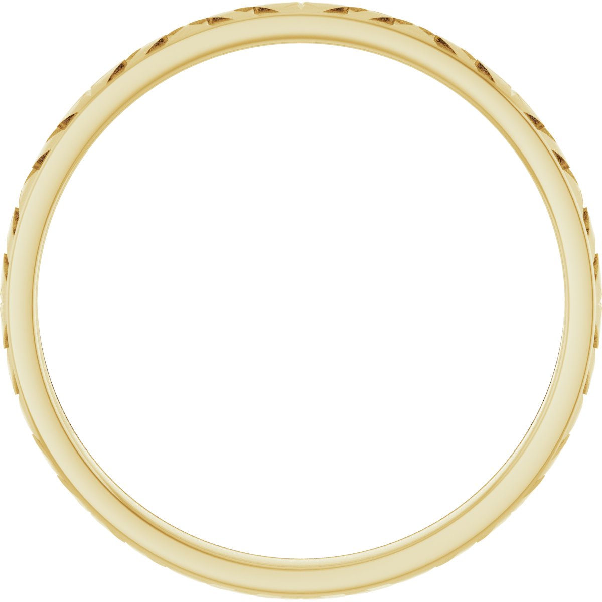 Alternative view of Geometric Comfort-Fit Flat Band – 10K Yellow Gold
