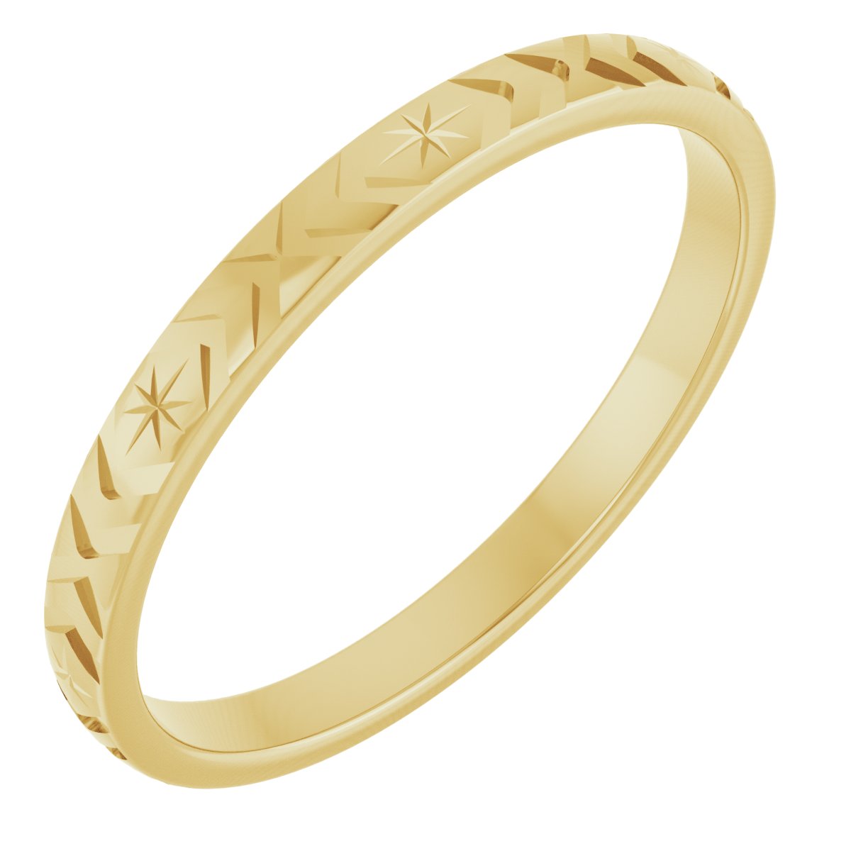 Geometric Comfort-Fit Flat Band – 10K Yellow Gold