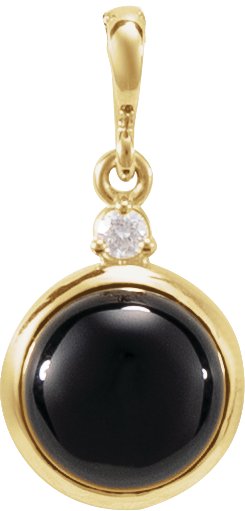 14K Yellow 8 mm Natural Onyx & .03 CT Natural Diamond Pendant